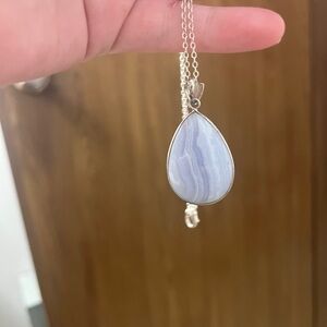 Crystal Blue Lace Agate/ Silver and Blue Jewelry Set